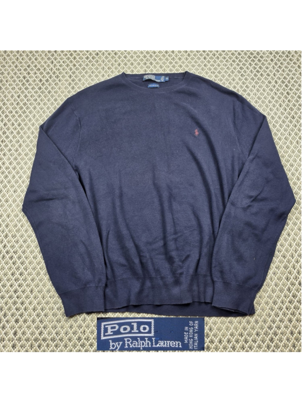 Polo Ralph Lauren Pima Cotton Sweater Navy Blue Crewneck Pony Logo XL